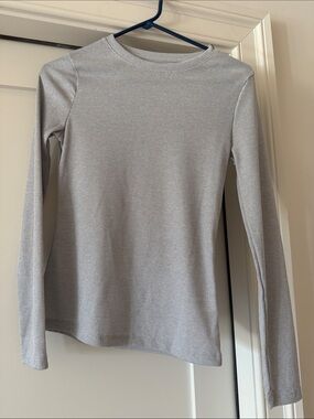 Target metallic/silver Ribbed Long-Sleeve Crewneck Top